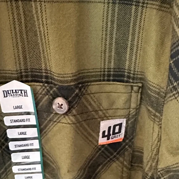 Duluth Trading 40 Grit Green Plaid Men's Shirt - Picture 4 of 6